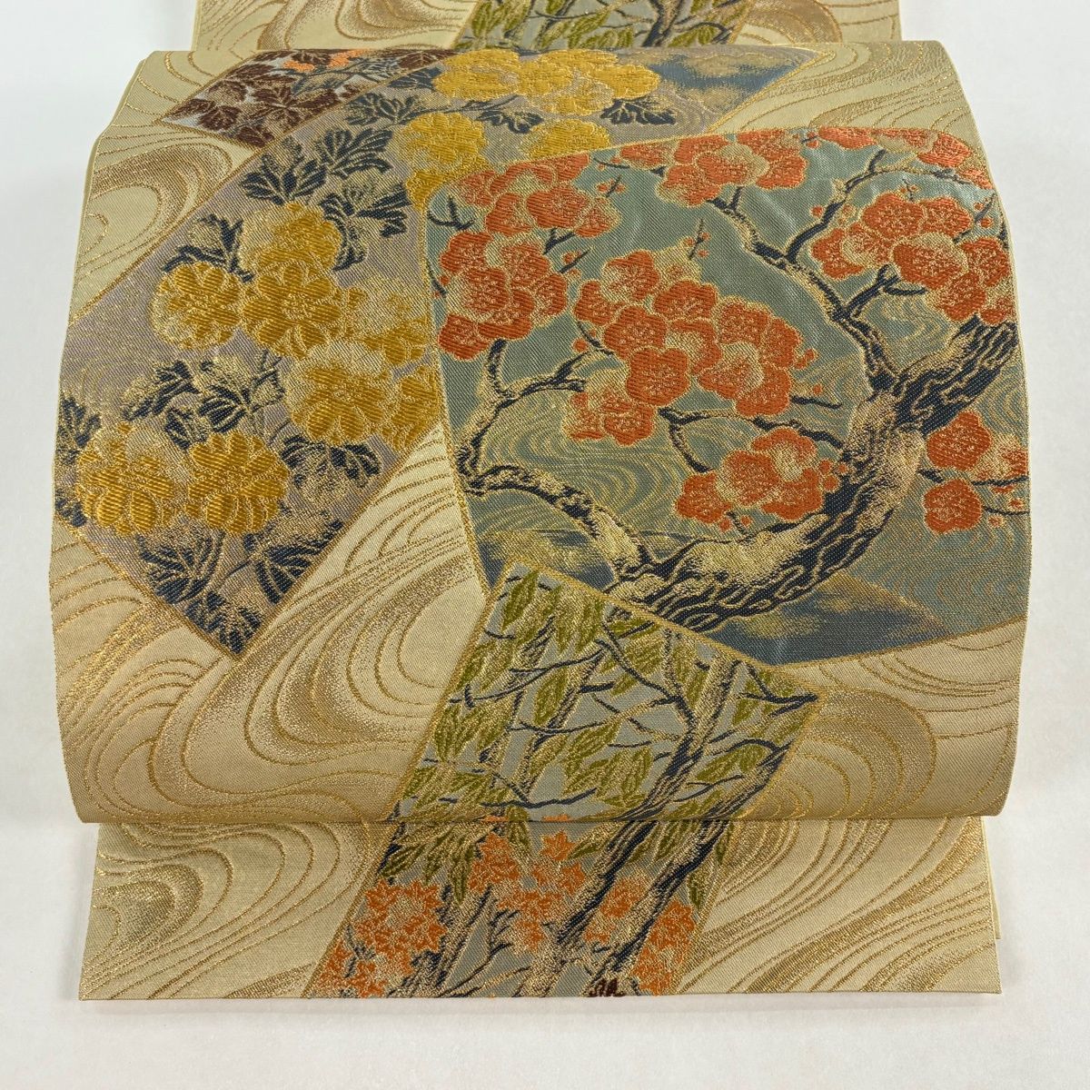 袋帯 逸品 六通 正絹 【中古】 正絹 袋帯 六通柄 川島織物 正倉院文 