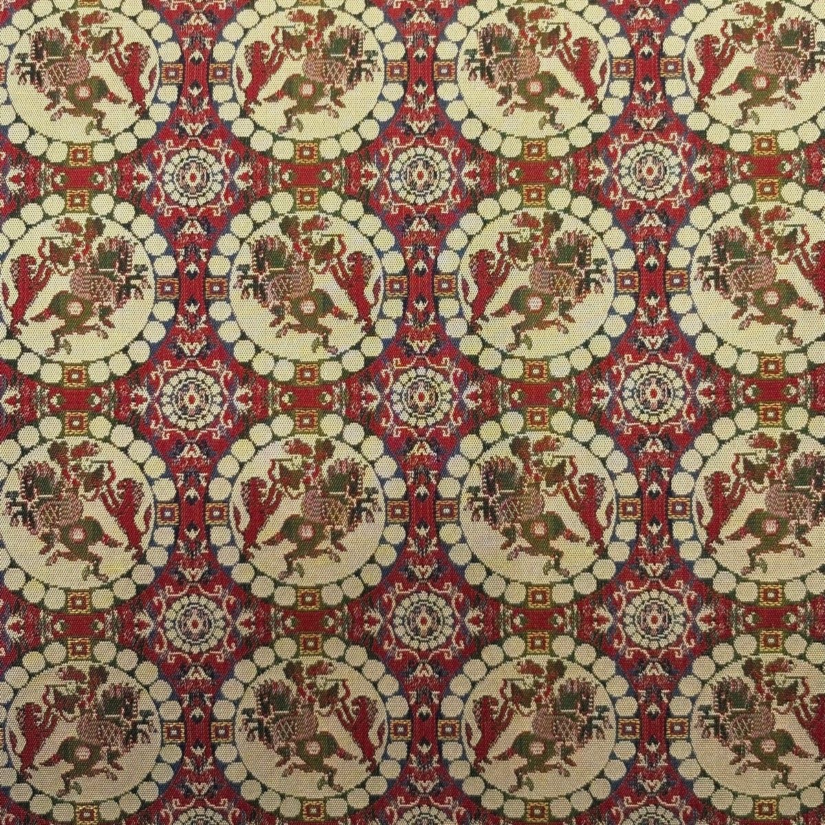 美品】 開き名古屋帯 名品 龍村美術織物 獅子狩文錦 赤 正絹 【中古