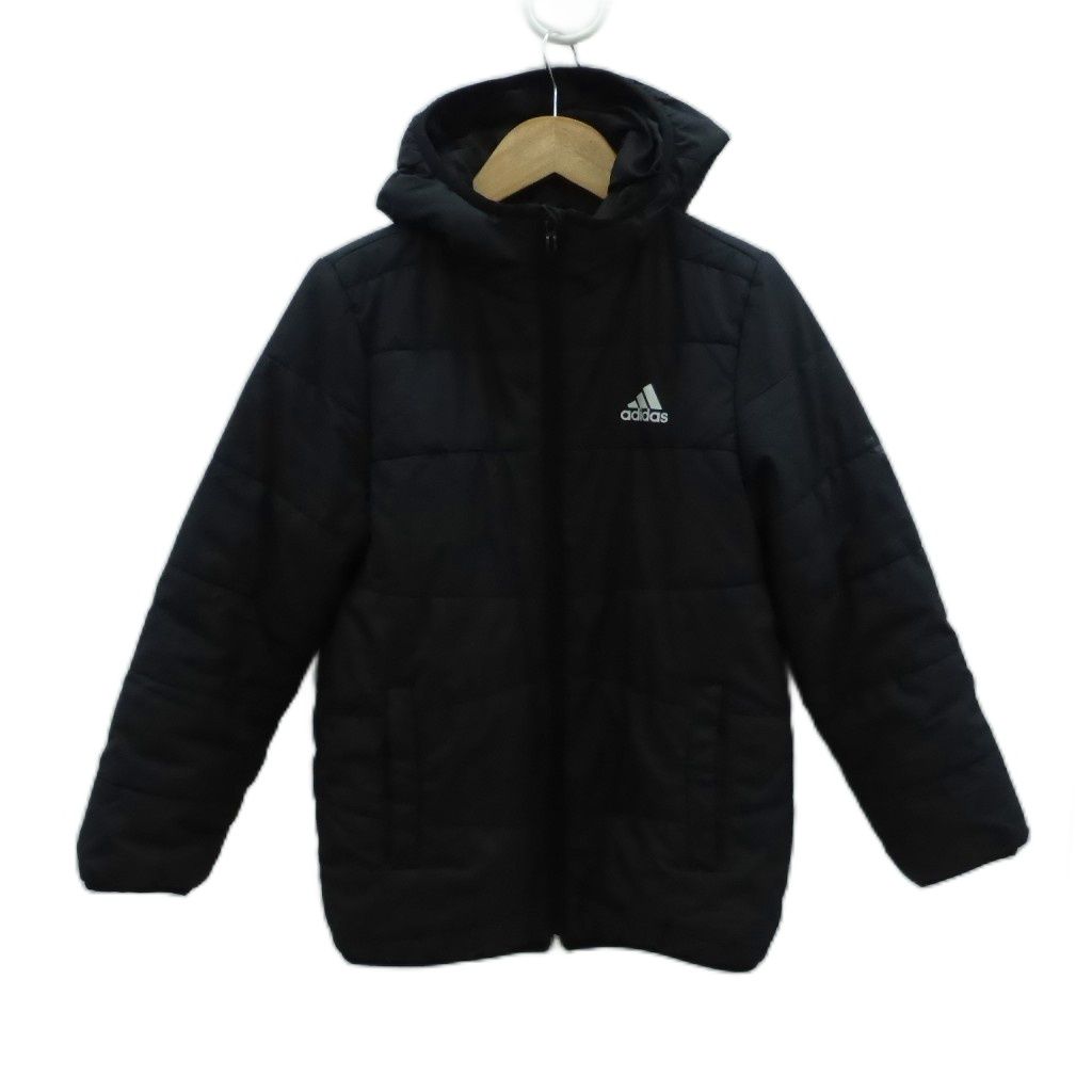 アディダス adidas 中綿ジャケット フード付き ミドル丈 140 黒