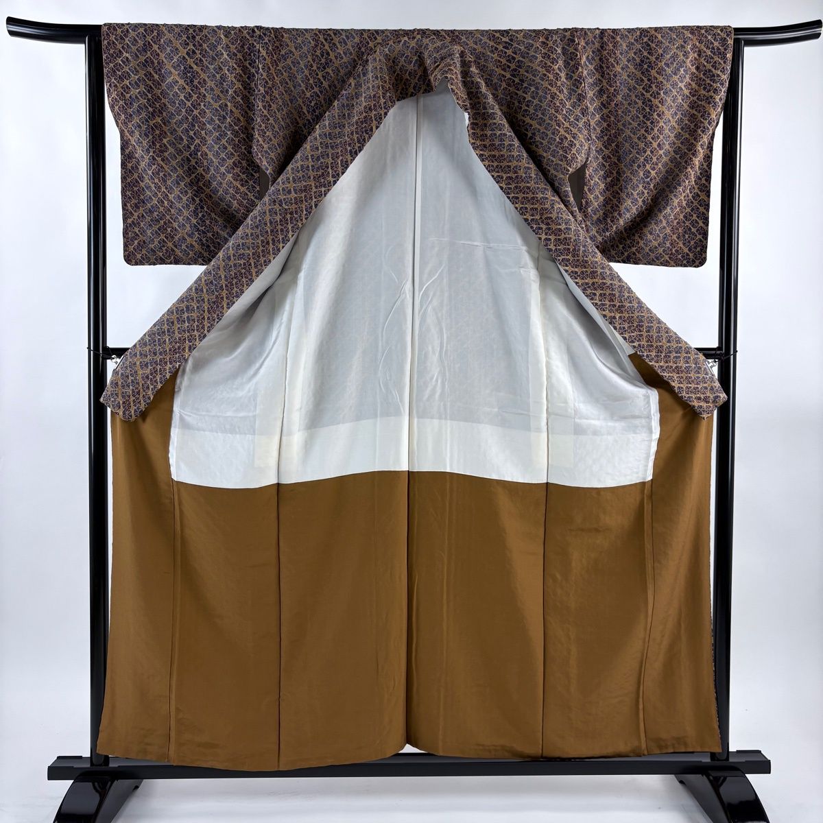 美品】 小紋 身丈159cm 裄丈63.5cm S 袷 名古屋帯セット 紬地 縦縞