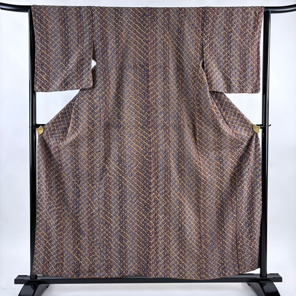 美品】 小紋 身丈159cm 裄丈63.5cm S 袷 名古屋帯セット 紬地 縦縞