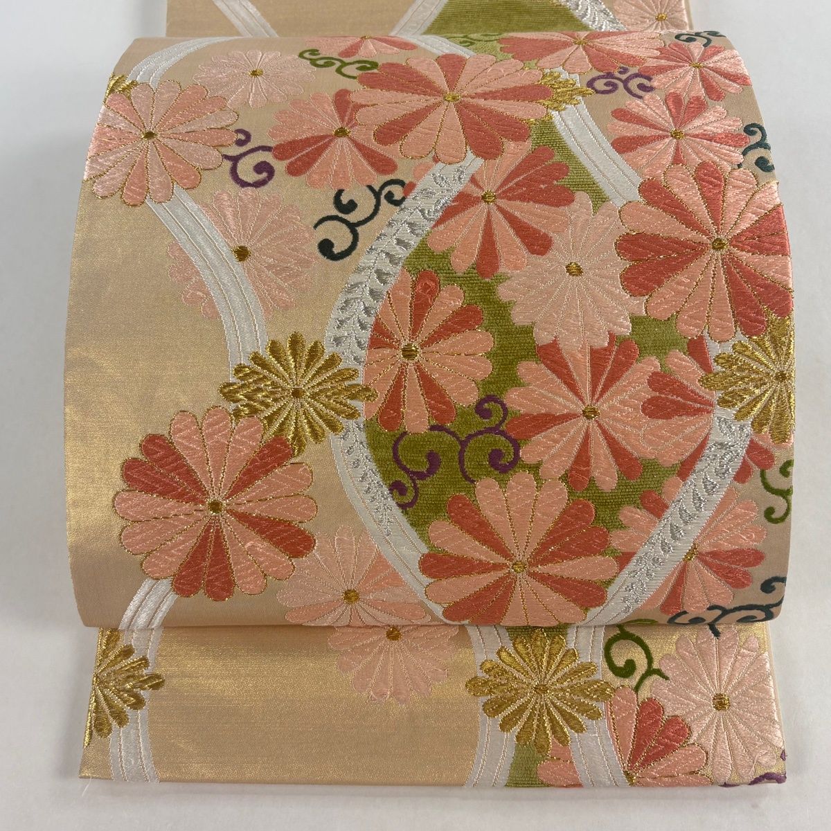 袋帯　未着用　唐織　菊花　桐の花　立涌　金糸　着物　063a p 袋帯 未着用 唐織 菊花 桐の花 立涌 金糸 着物 063a p - メルカリ