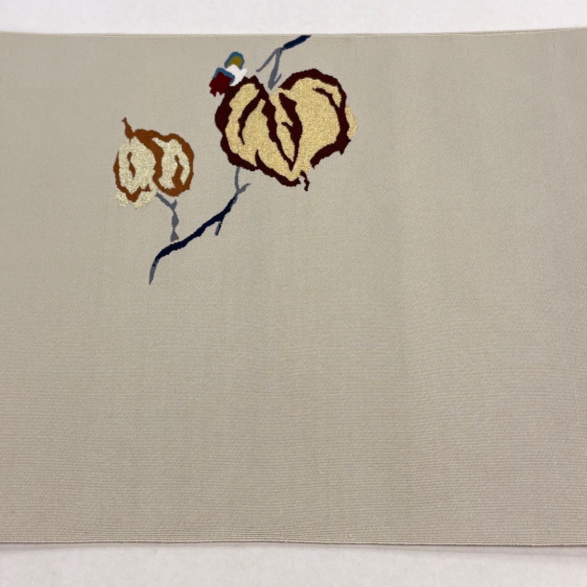 名古屋帯 逸品 落款 小川英 三喜来 爪掻本綴れ 共箱付き 八寸名古屋帯