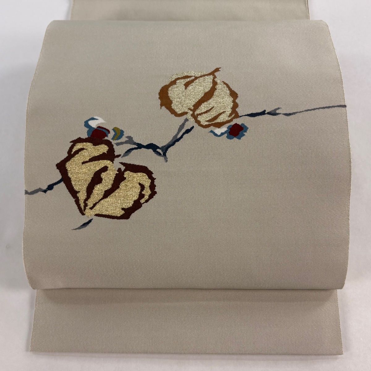 名古屋帯 逸品 落款 小川英 三喜来 爪掻本綴れ 共箱付き 八寸名古屋帯