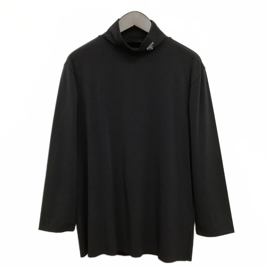 PRADA モックタートルネック ブラック ブラック 半袖 ピケX Re-nylon