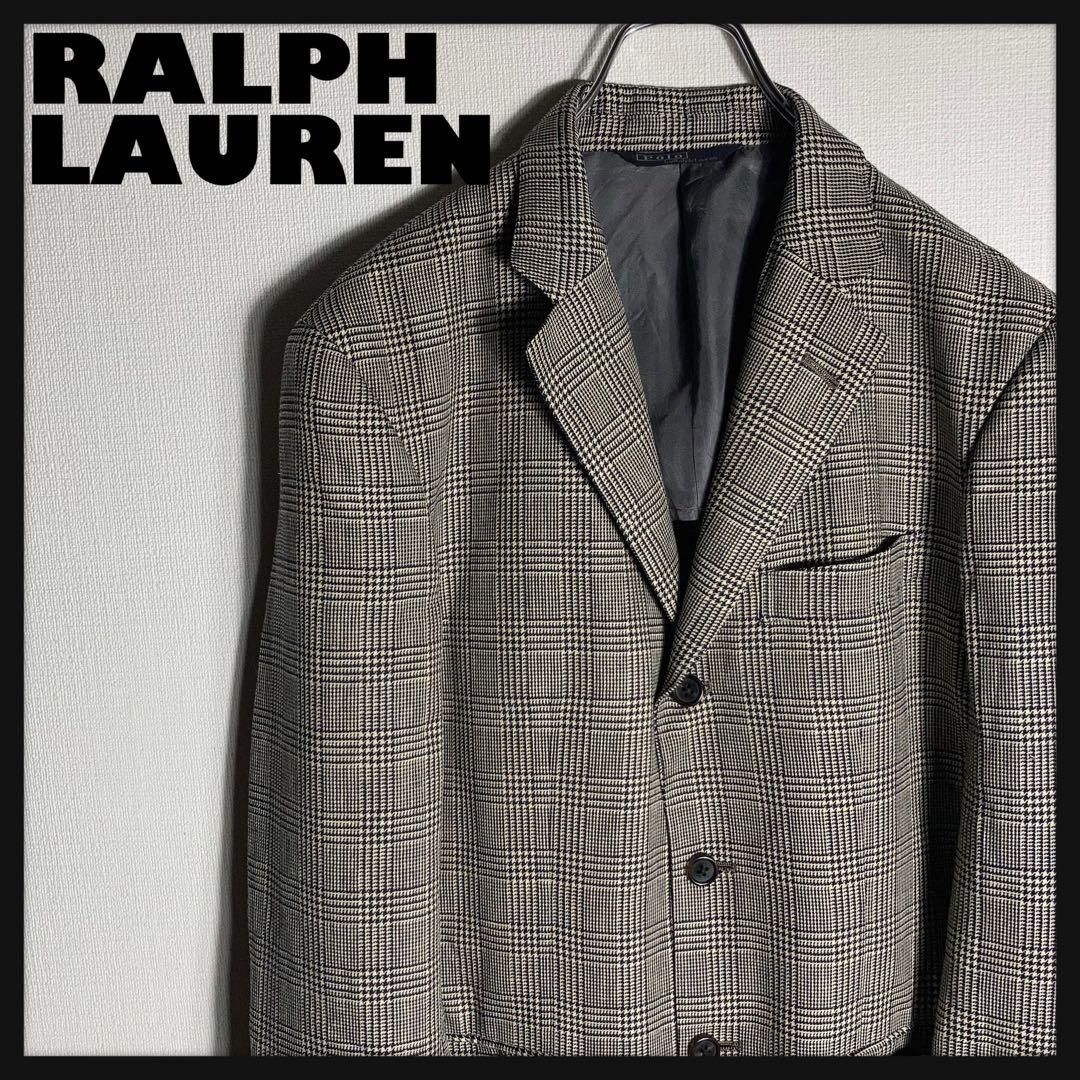 RALPH LAUREN テーラードジャケット 千鳥柄 3B ウール キュプラ POLO