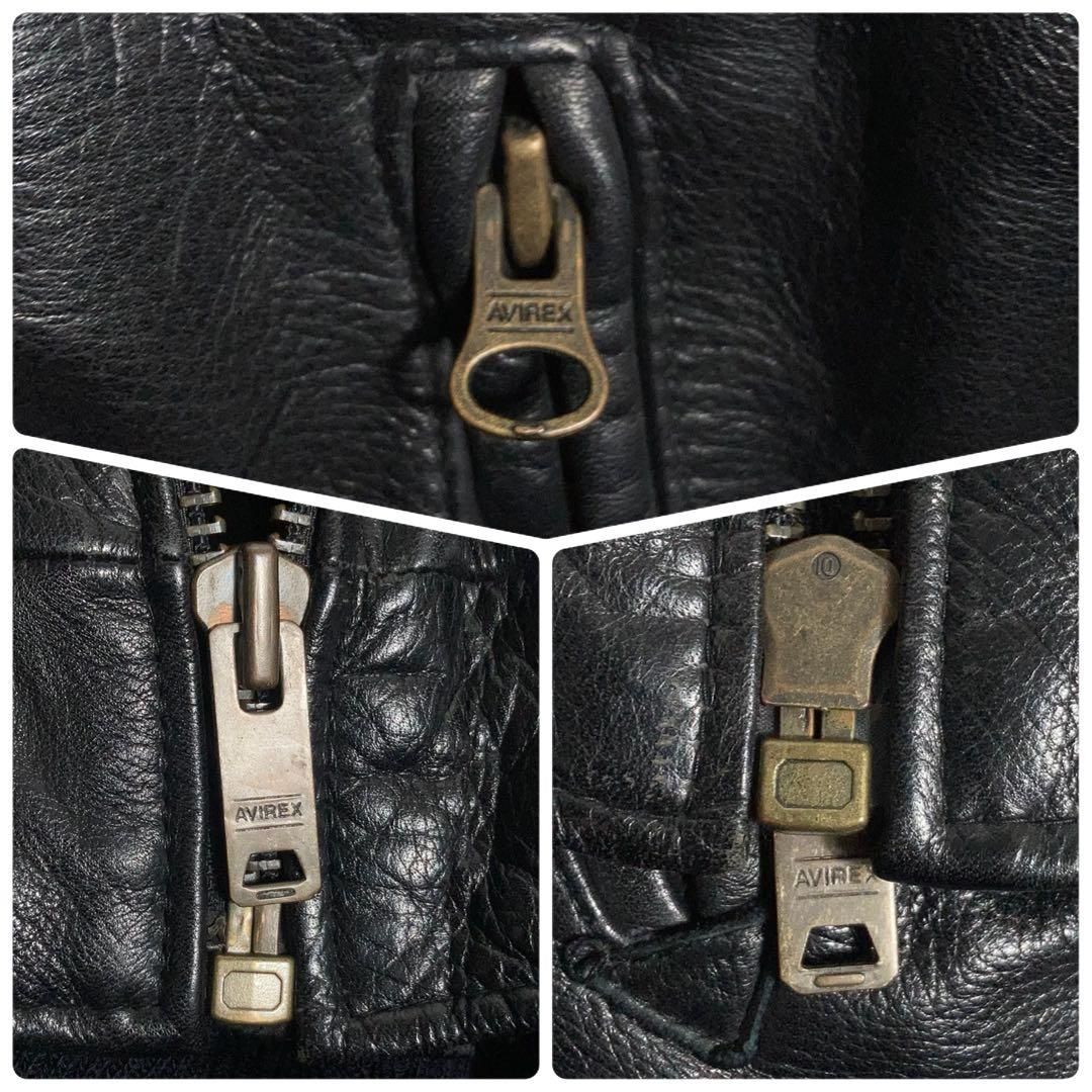 AVIREX スタジャン ラムレザー アーチロゴ 黒 S - メルカリ