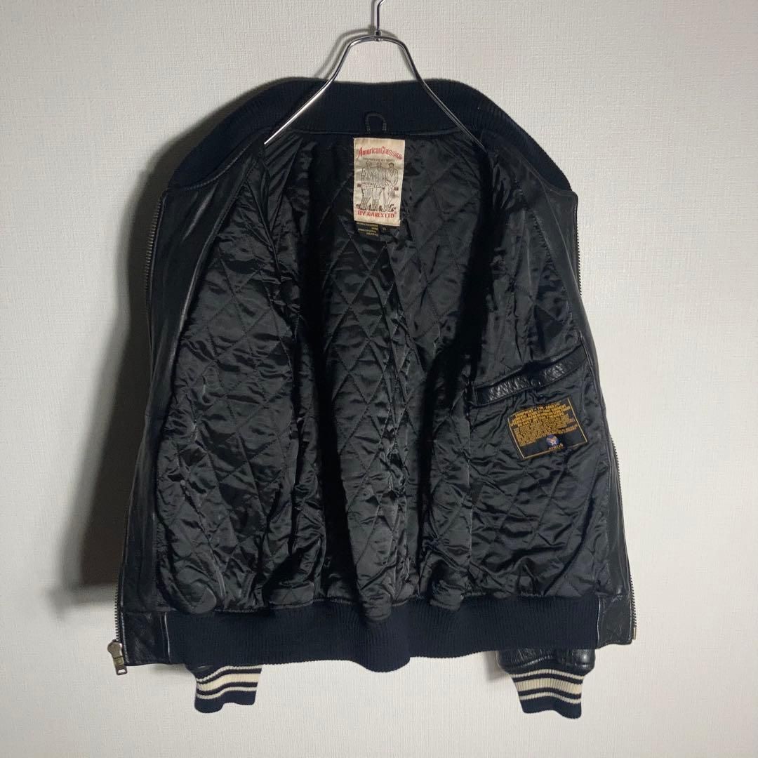 AVIREX スタジャン ラムレザー アーチロゴ 黒 S - メルカリ