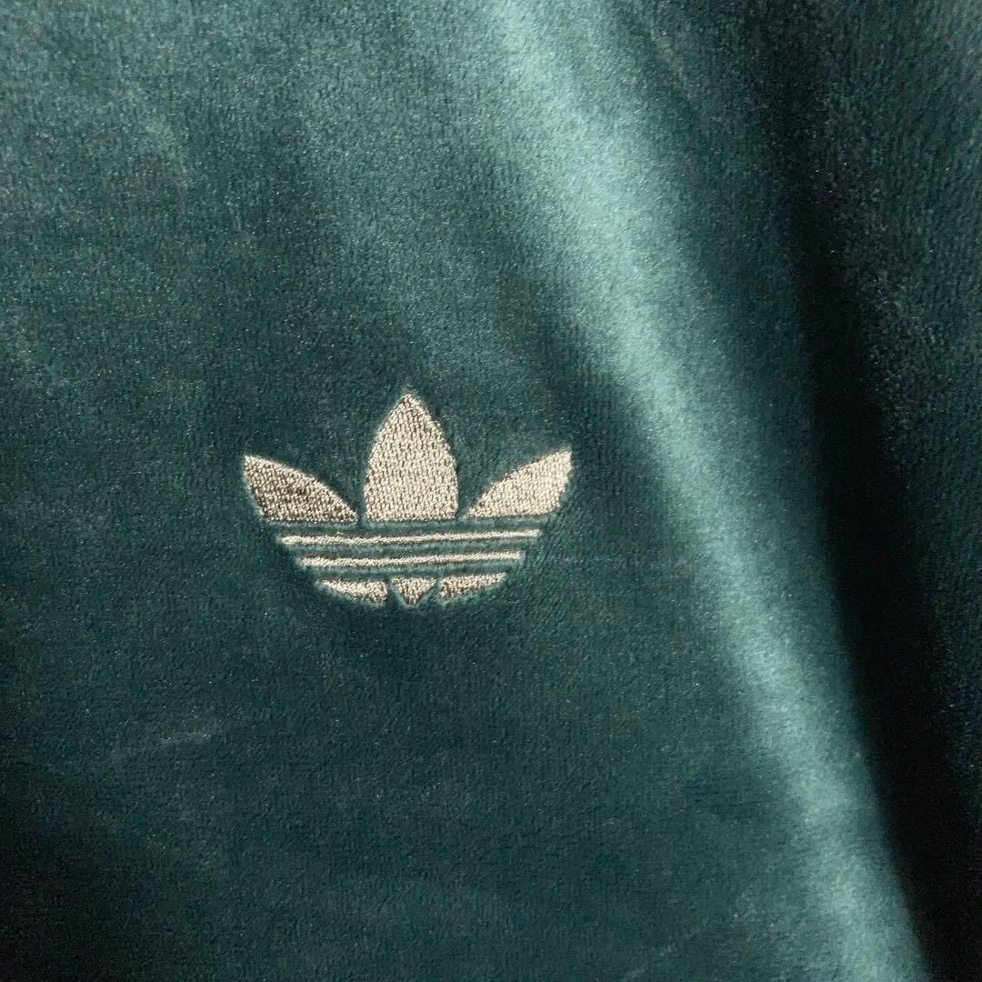 美品】adidas originals ジャージ ベロア 刺繍ロゴ 緑 XS 【公式通販】