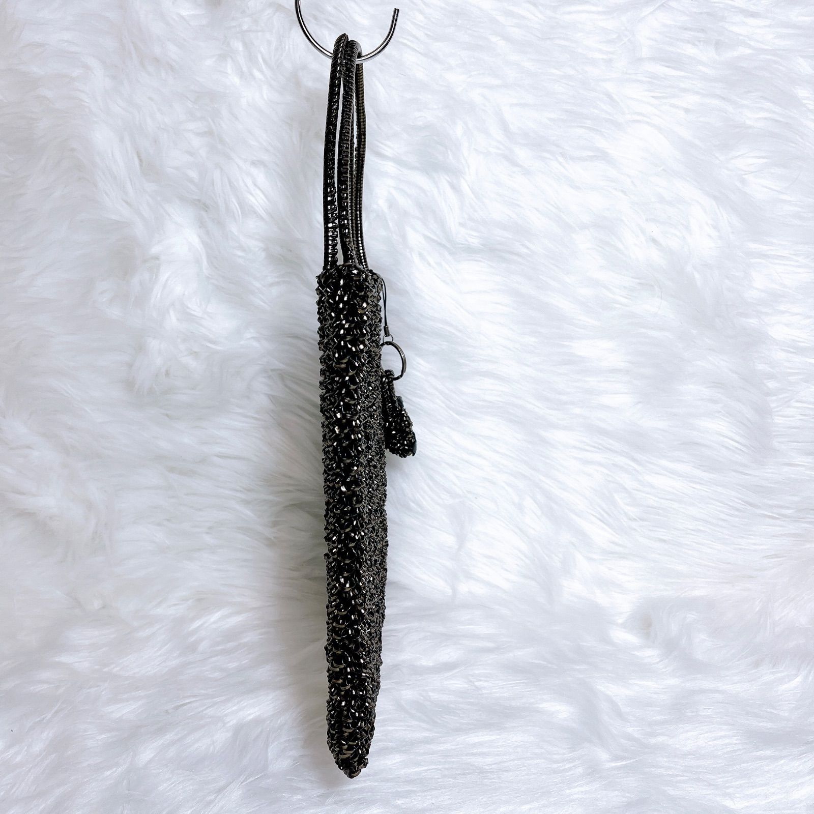 美品 アンテプリマ チャーム付き ワイヤーバッグ スクエア ブラック