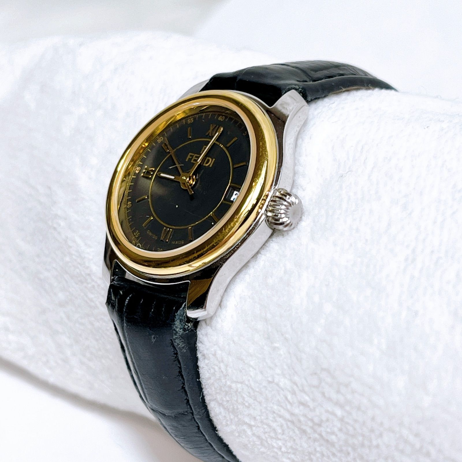新品電池✨　FENDI 時計　210L ボーイズ　オロロジ　黒文字盤　シルバー FENDI - 新品電池✨ FENDI 時計 210L ボーイズ オロロジ 黒文字盤