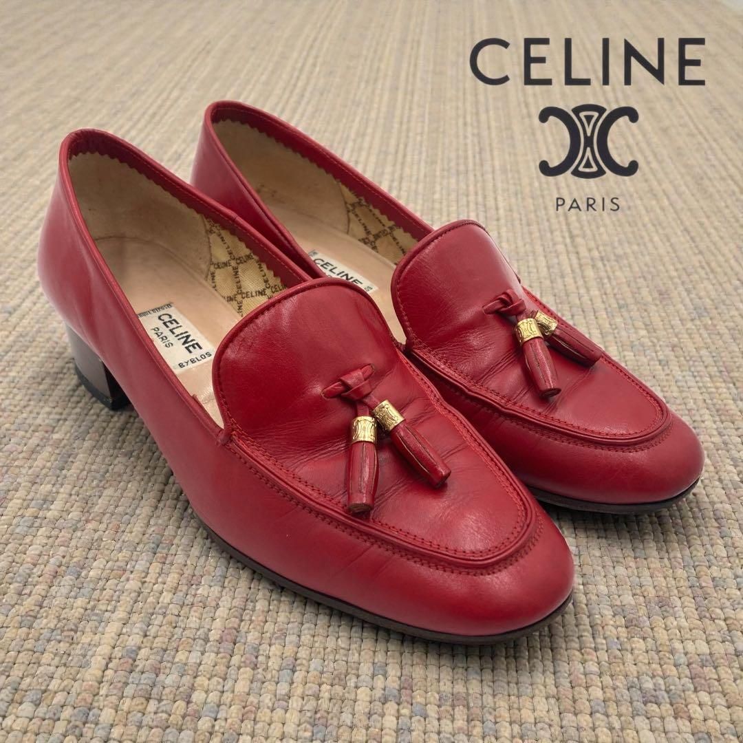 CELINE セリーヌ タッセル ローファー 23.5cm レッド レザー - メルカリ