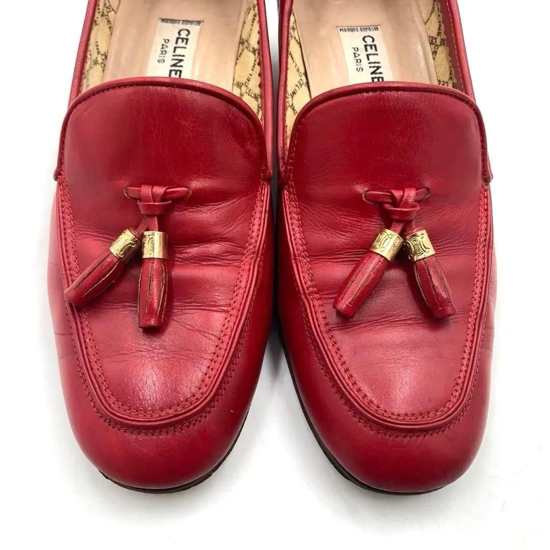 CELINE セリーヌ タッセル ローファー 23.5cm レッド レザー - メルカリ