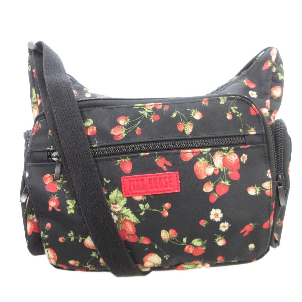ピンクハウス PINK HOUSE ショルダーバッグ 黒 ブラック イチゴ柄
