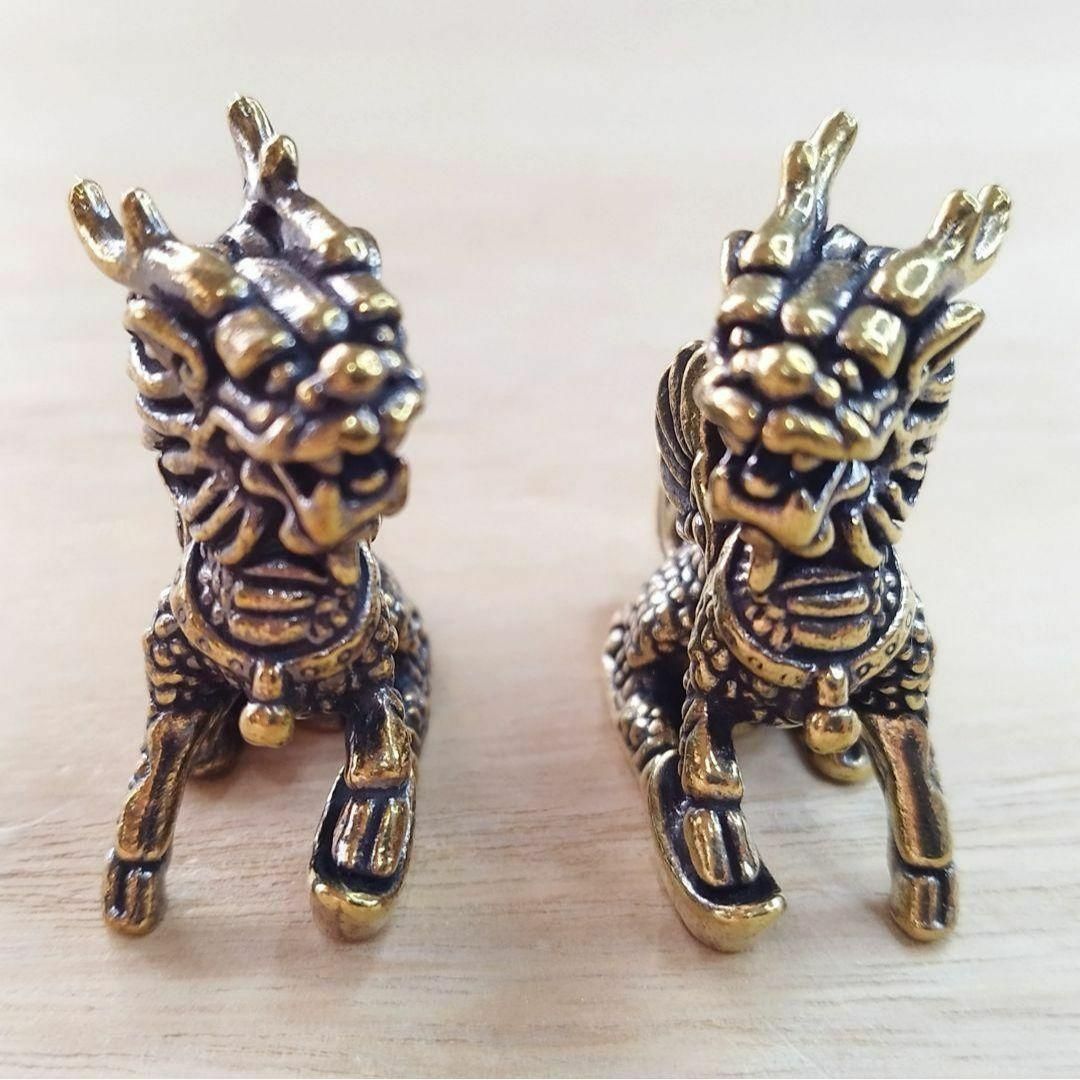 A42 麒麟（きりん）二匹セット 真鍮製 ブラス 開運 置物｜風水 縁起物