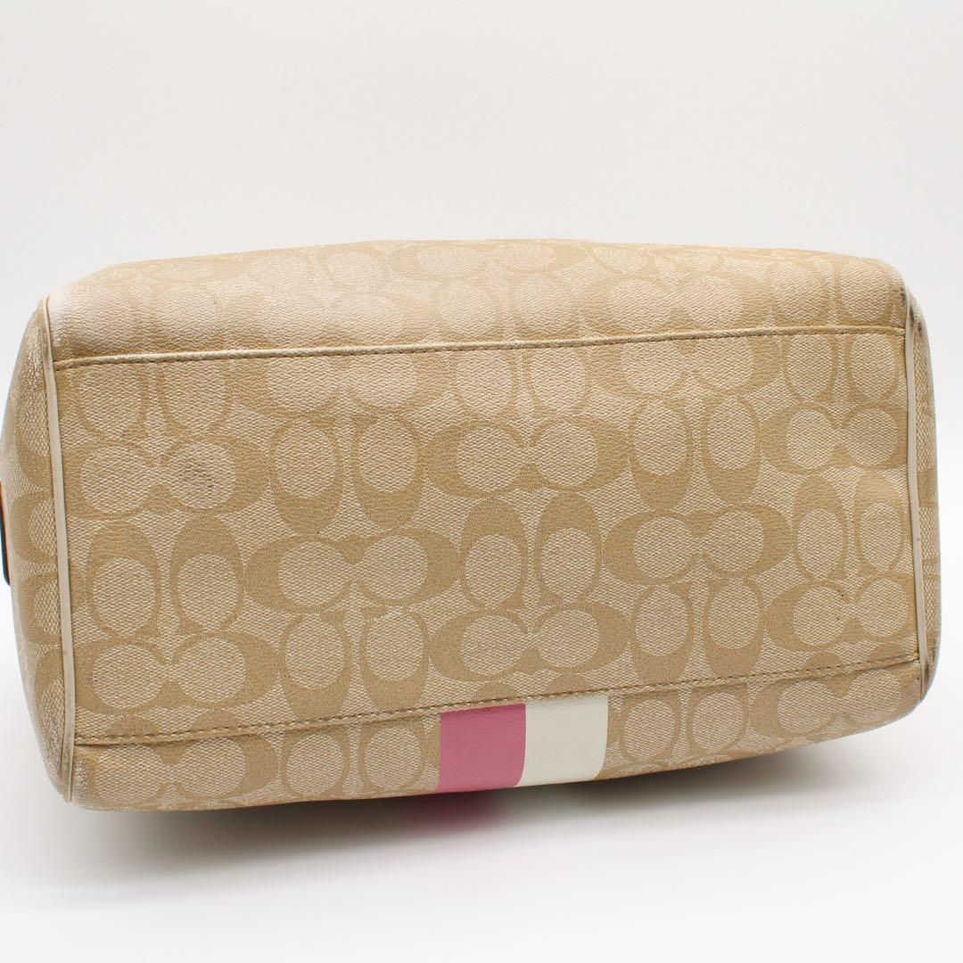 良品】COACH コーチ シグネチャー ストライプ ミニボストン PVC - メルカリ