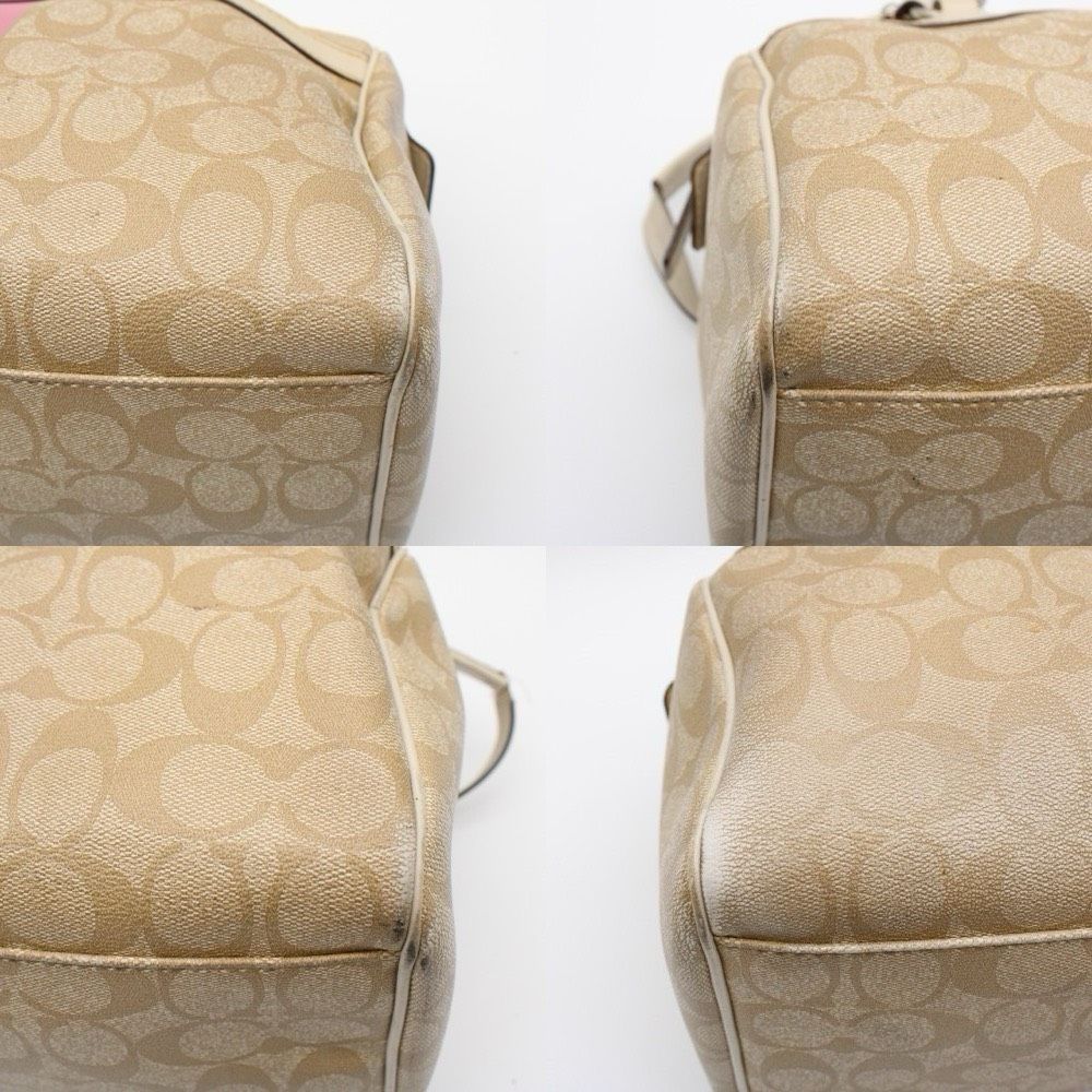 良品】COACH コーチ シグネチャー ストライプ ミニボストン PVC - メルカリ