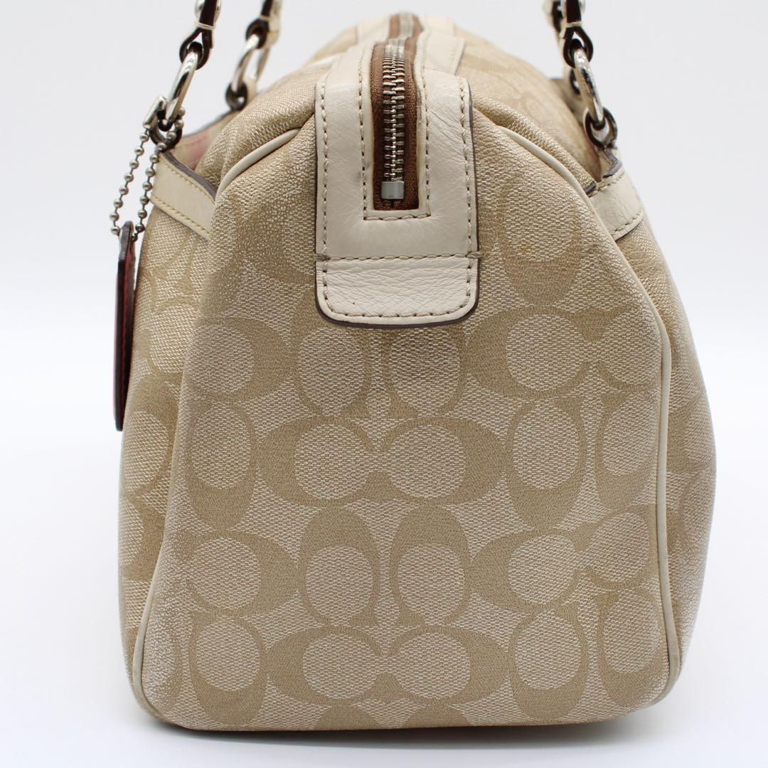 良品】COACH コーチ シグネチャー ストライプ ミニボストン PVC - メルカリ