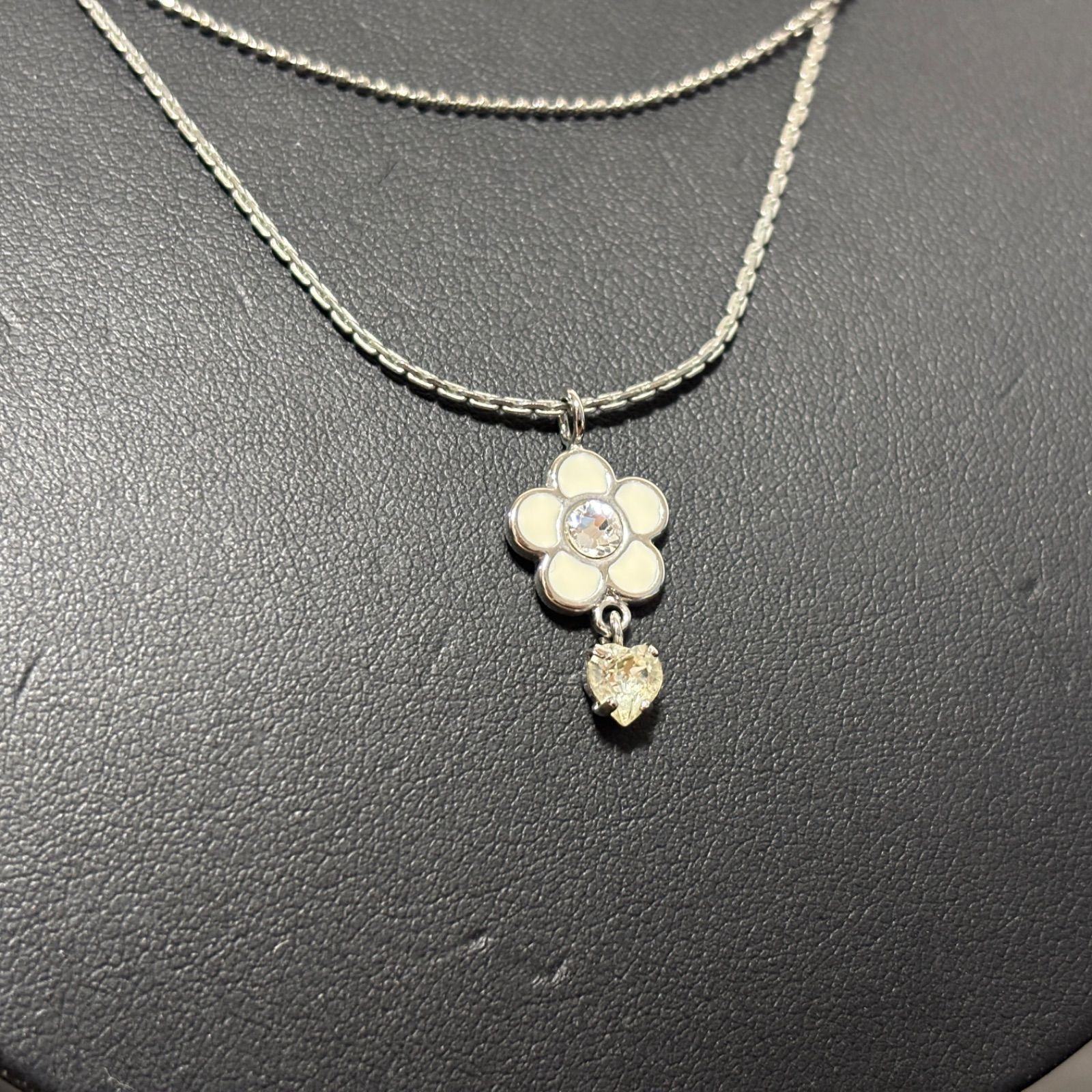 MARY QUANT マリークワント 二重 ネックレス フラワー 花 ハート 
