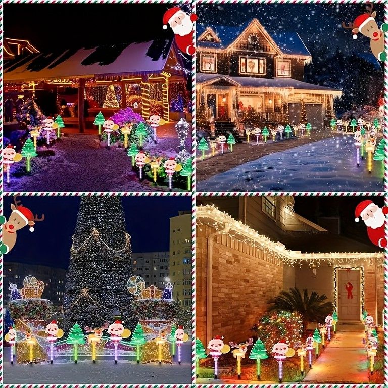 ソーラー充電式】クリスマス イルミネーションライト 6-in-1 サンタ