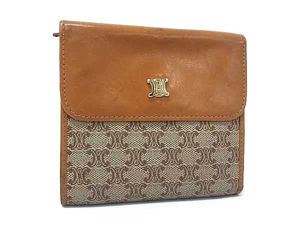 CELINE セリーヌ マカダム柄 PVC×レザー 三つ折り 財布 ウォレット