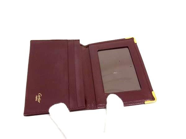 新品同様 Cartier マストライン カードケース ボルドー 名刺入れ Cartier - Cartier カルティエ マストライン レザー カードケース 名刺