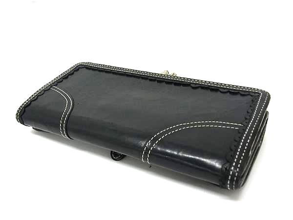 Bi-fold wallet ANNASUI アナスイ レザー がま口 二つ折り 長財布 