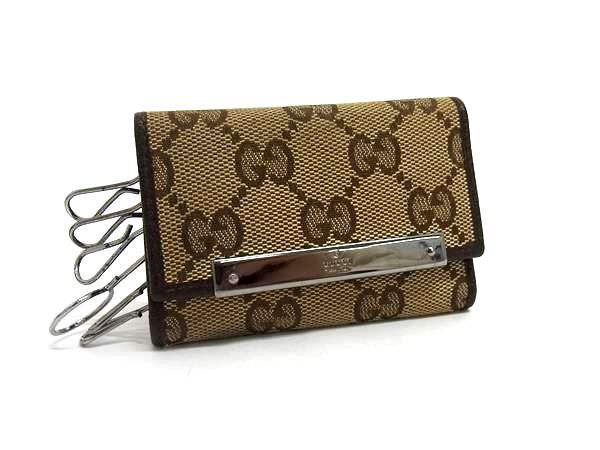 GUCCI グッチ 127048 GG柄 GGキャンバス×レザー 6連 キーケース 鍵入れ