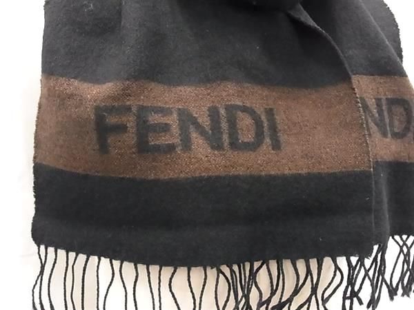 FENDI フェンディ ウール100％ フリンジ マフラー ストール 防寒具