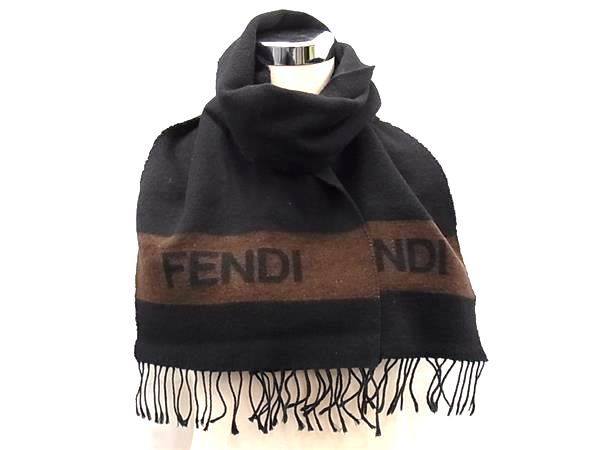 FENDI フェンディ ウール100％ フリンジ マフラー ストール 防寒具