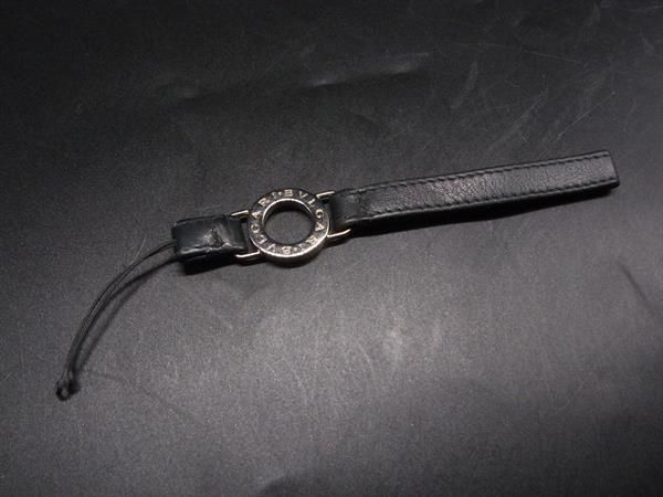 ブルガリ 首かけストラップ ブルガリブルガリ レザー ブラック