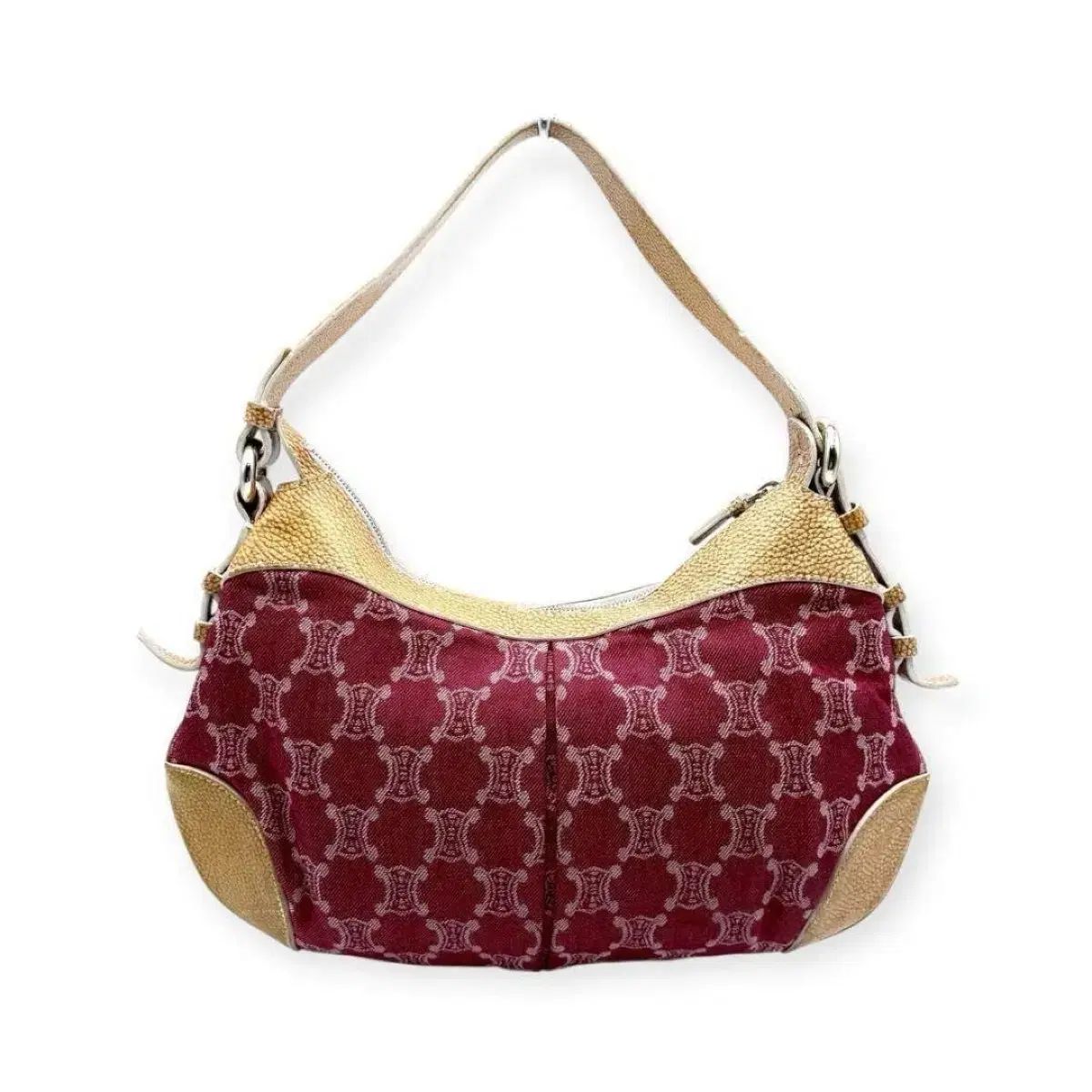 【美品】セリーヌ ドラムバッグ ショルダーバッグ トリオンフ マカダム セリーヌ デニム HOBO BAG ショルダーバッグ トリオンフ マカダム