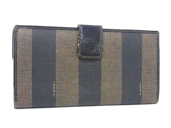 FENDI フェンディ ヴィンテージ ペカン柄 PVC×レザー 二つ折り 長財布