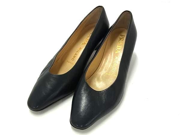 【8/4迄大幅セール】プラダ　パンプス　37 1/2 PRADA プラダ レザー ヒール パンプス サイズ 37( 約24cm) 靴 シューズ