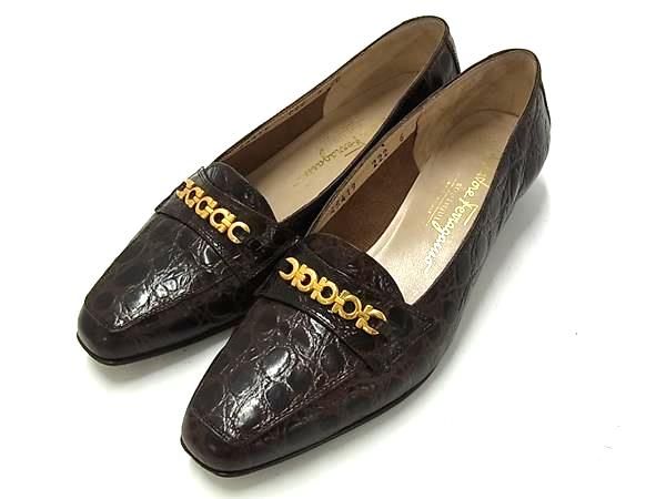 Salvatore Ferragamo フェラガモ ガンチーニ クロコダイル型押しレザー