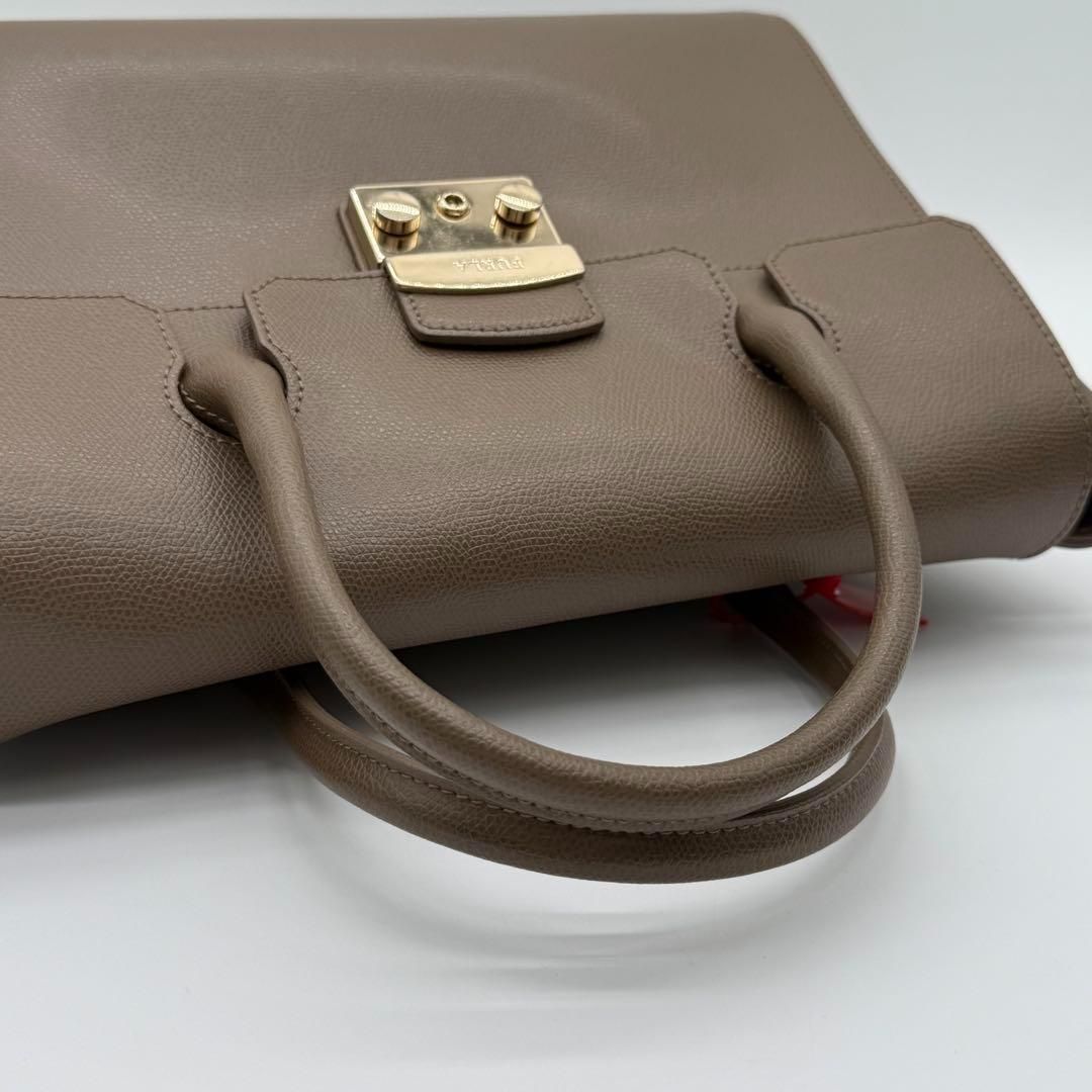 極美品】FURLA メトロポリス サッチェル ハンドバッグ 2way 茶色 