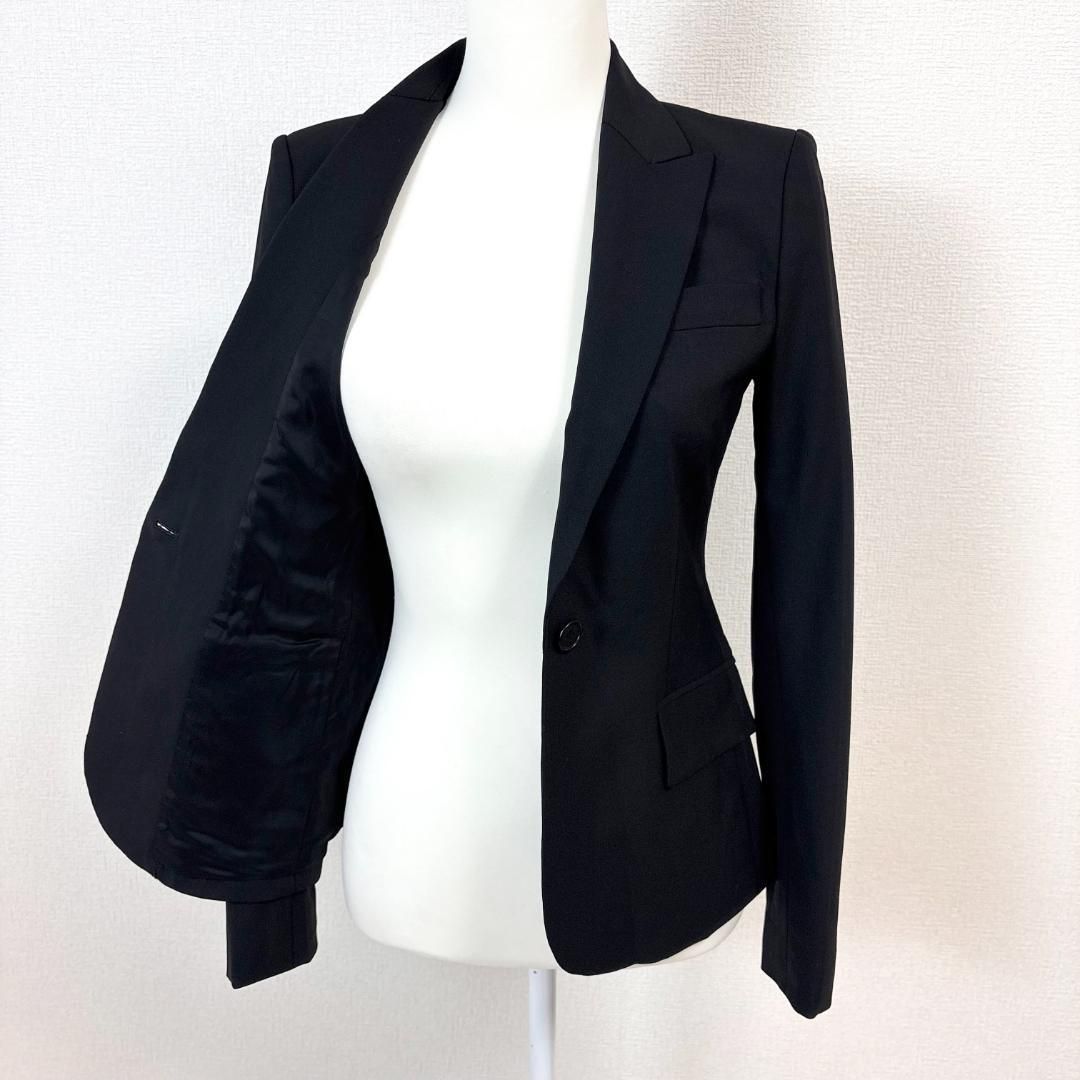 美品】 Theory テーラードジャケット ワンボタン 2 ブラック 無地