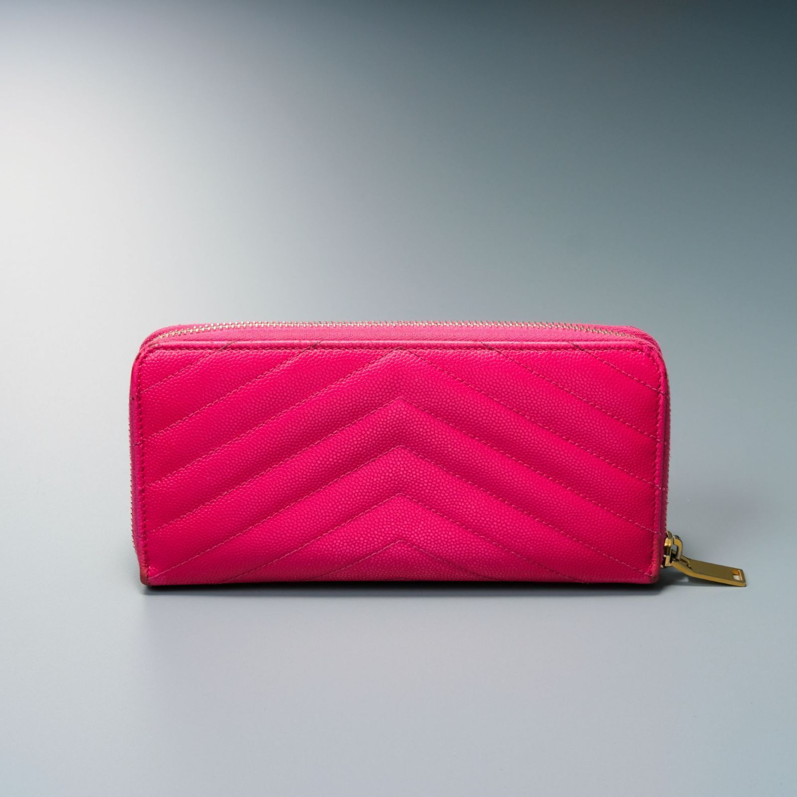 YSL サンローラン 長財布 ラウンドファスナー ピンク ゴールド金具