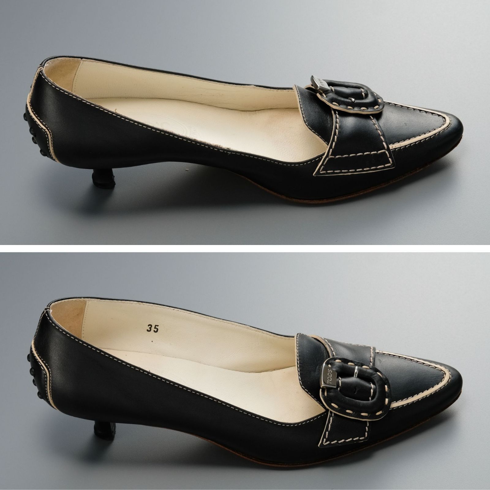 大人気モデル】トッズ TOD'S パンプス ステッチ ローヒール ポイン