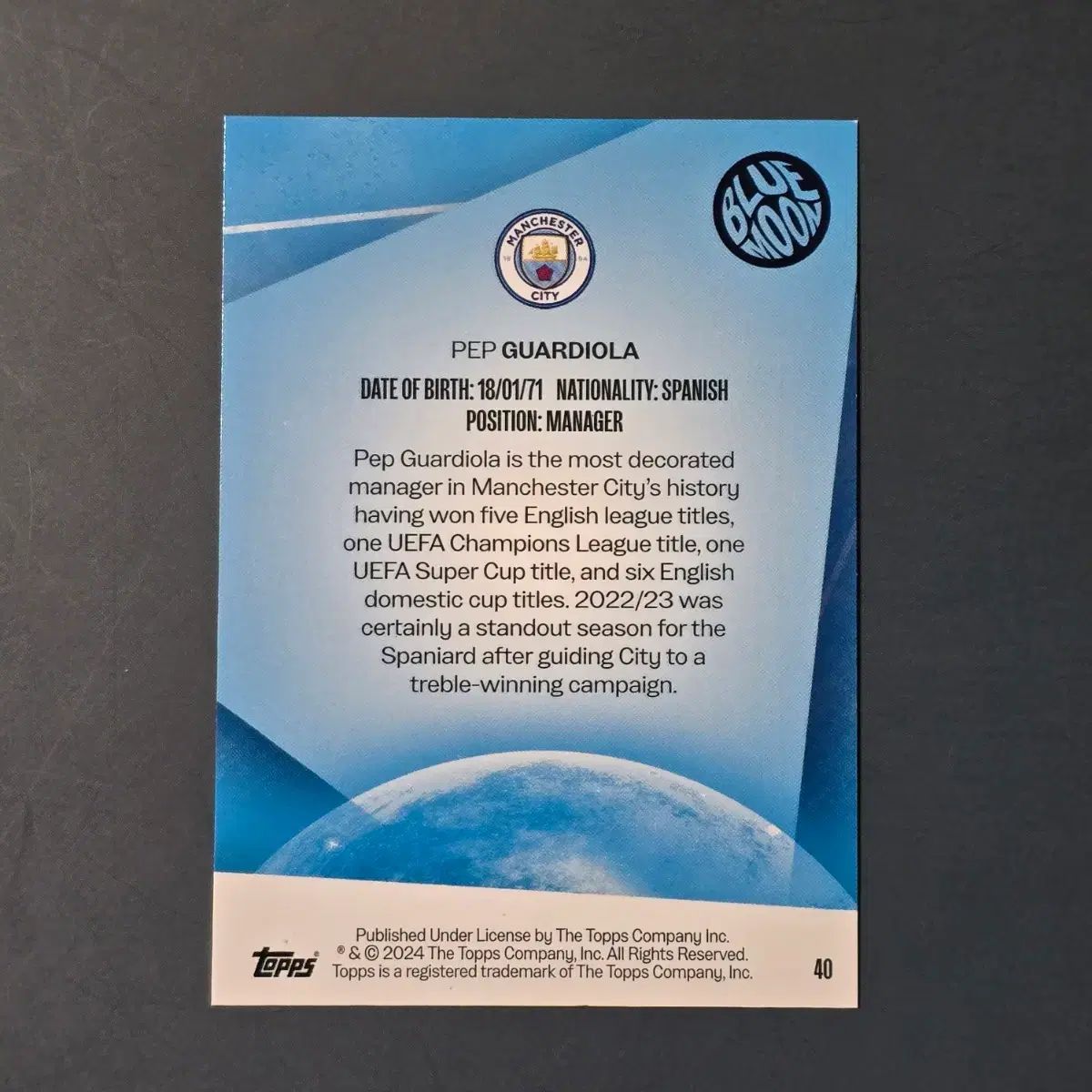 ペップ・グアルディオラ 23-24 TOPPS トップス ブルー ムーン アイシ