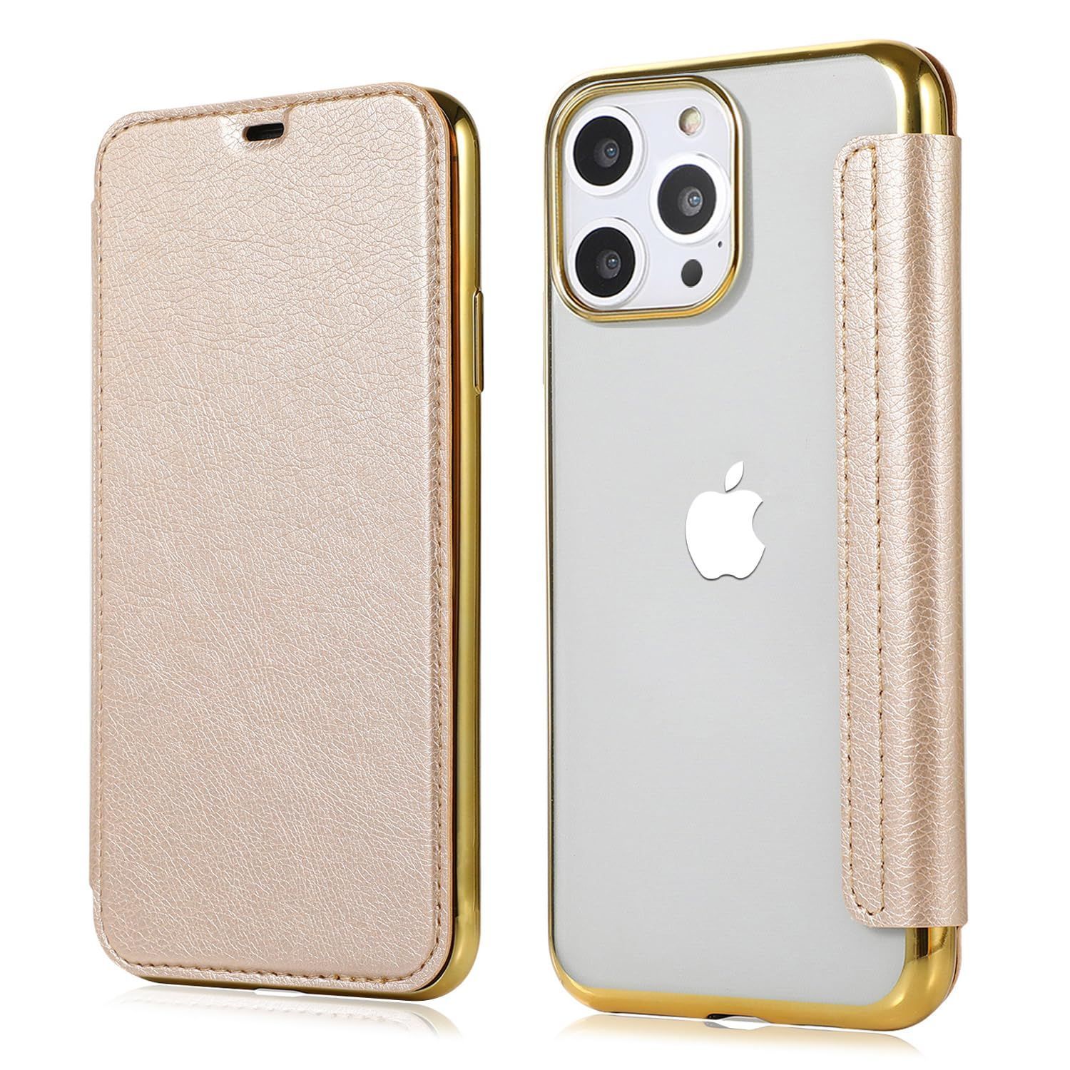 在庫処分】6.1 6.1 ゴールド) Pro (iPhone15 ケース ケース 手帳型