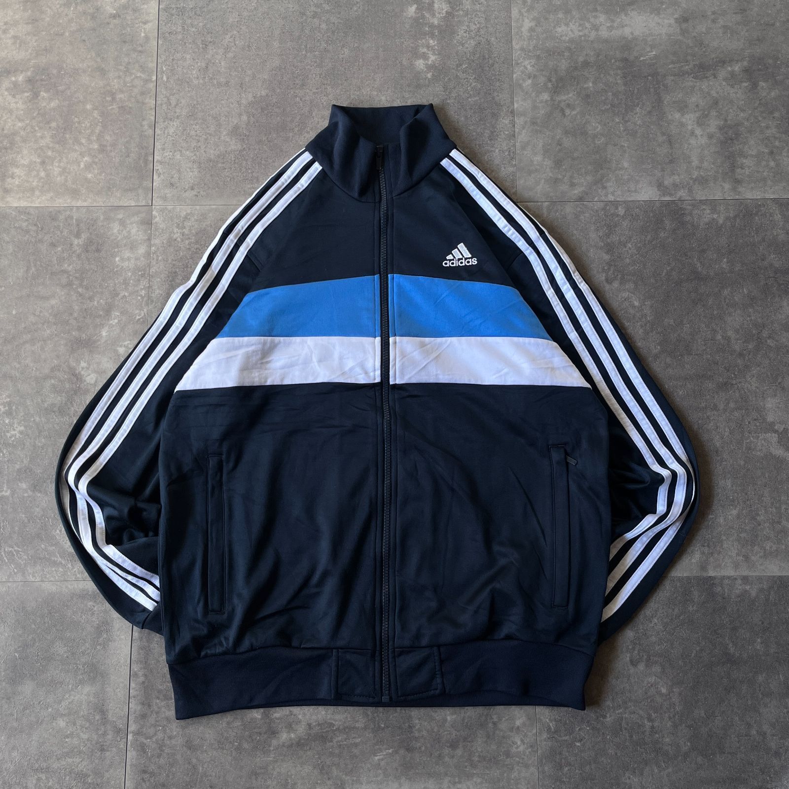 00s adidas トラックジャケット 刺繍ロゴ 紺 L A608 3本線 - メルカリ