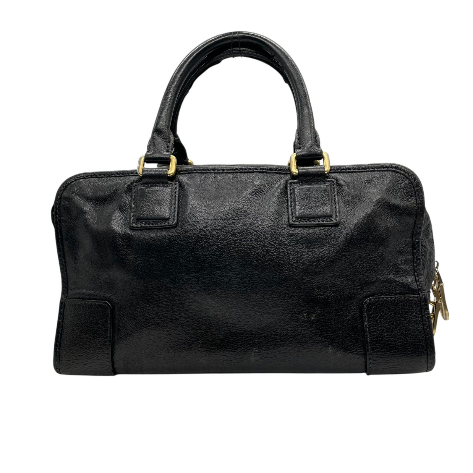 LOEWE アマソナ ミニ ボストンバッグ レザー ブラック ゴールド金具