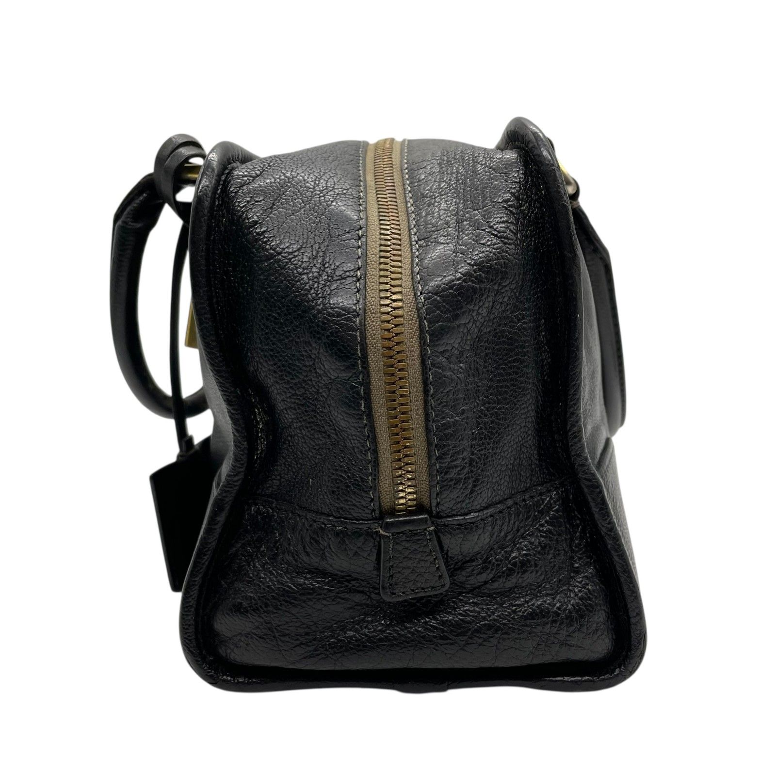 LOEWE アマソナ ミニ ボストンバッグ レザー ブラック ゴールド金具