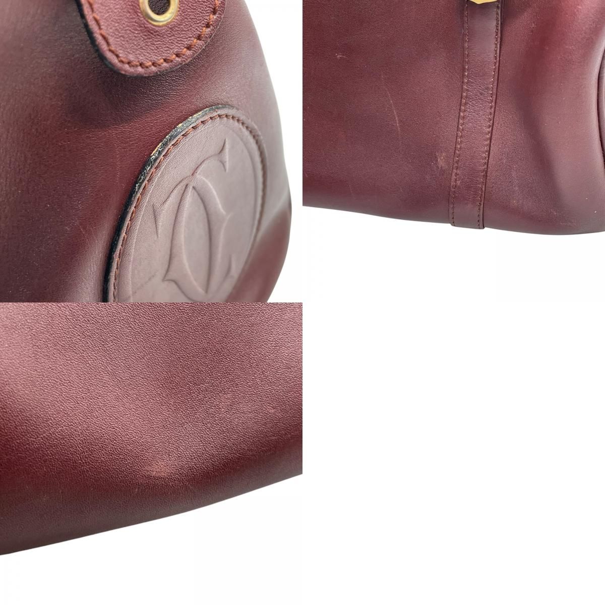 Cartier マスト ドゥ カルティエ ミニボストン ハンドバッグ レザー