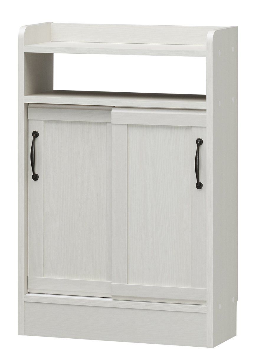 バスケットキャビネット ホワイト 人気商品】高さ85.6 奥行22.4cm 幅56.3 ホワイト CEN-8555SD 本棚 薄型