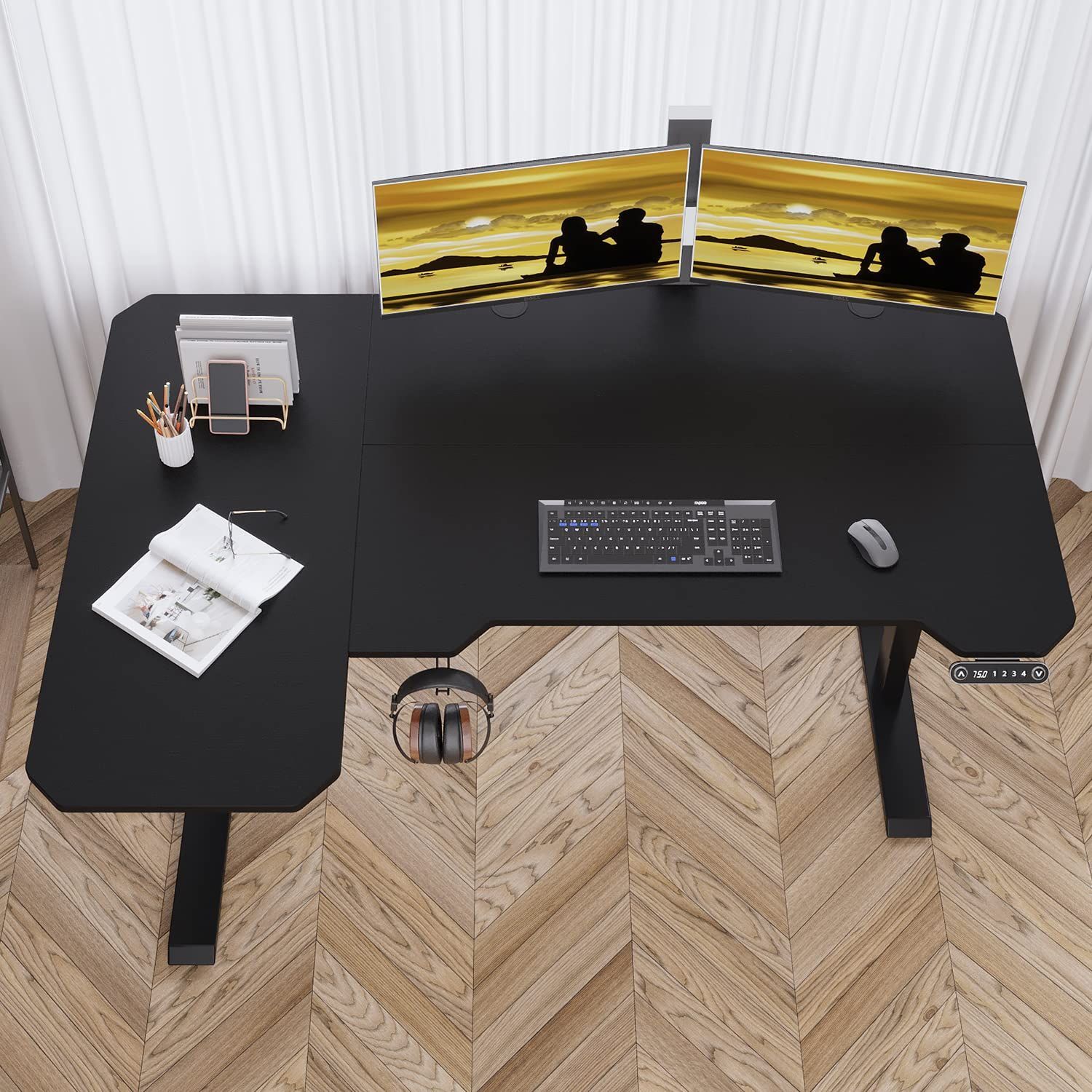 特価セール】つくえ 電動昇降式 パソコンラック 机 150CM×101CM 電動式