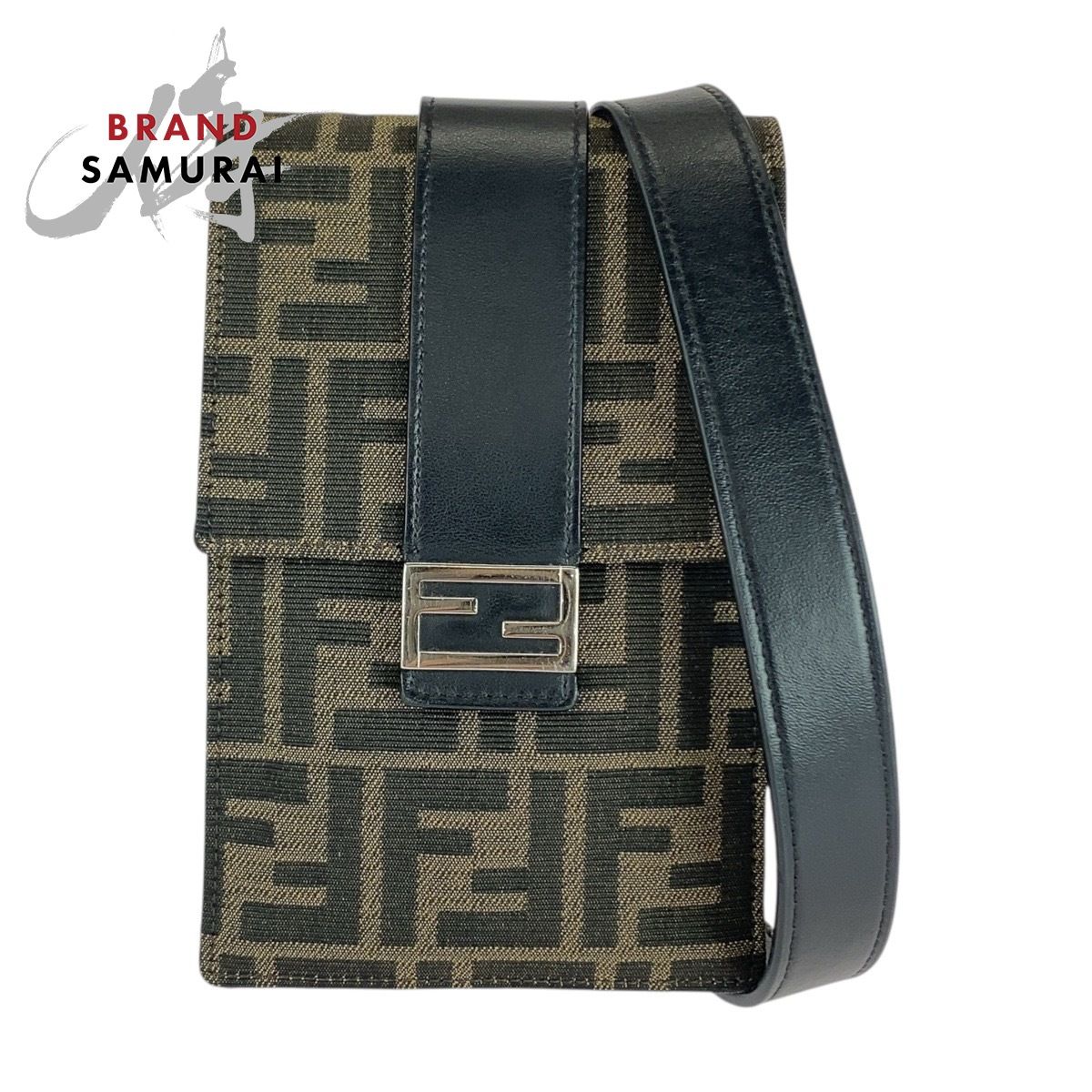 美品 FENDI フェンディ ズッカ ブラウン シルバー金具 キャンバス
