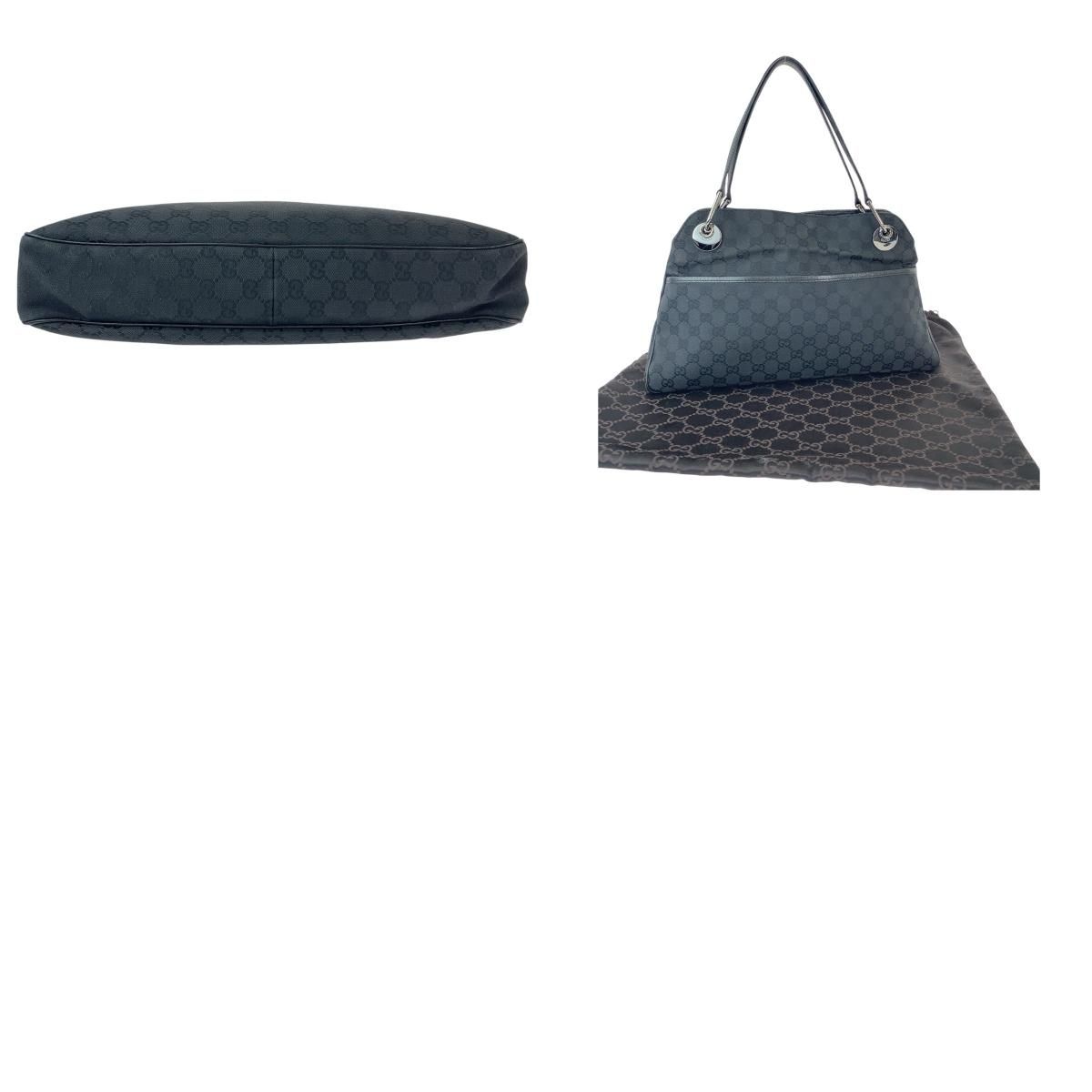 美品 GUCCI グッチ ブラック 黒 シルバー金具 GGキャンバス/レザー