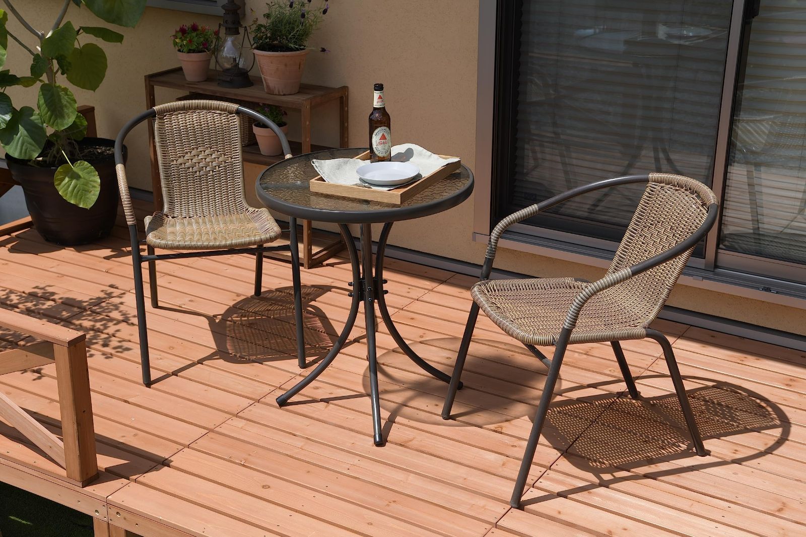 特価商品】ガーデンガラステーブル 直径60x高さ70cm 6.14㎏ ガーデン